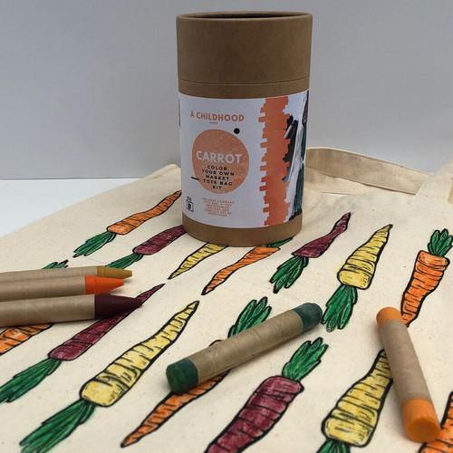 Carrot Color Your Own Market Tote Kit with Eco-Friendly Crayons - TheToysRoom