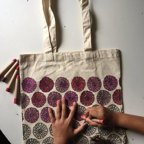 Dahlia Color Your Own Market Tote Kit with Eco-Friendly Crayons - TheToysRoom