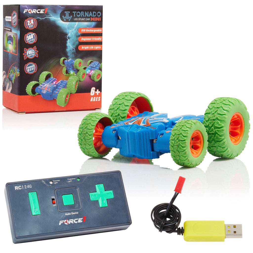 Force1 Mini Tornado Led RC Car for Kids With Rechargeable Toy Car Battery and Easy Remote Control - TheToysRoom