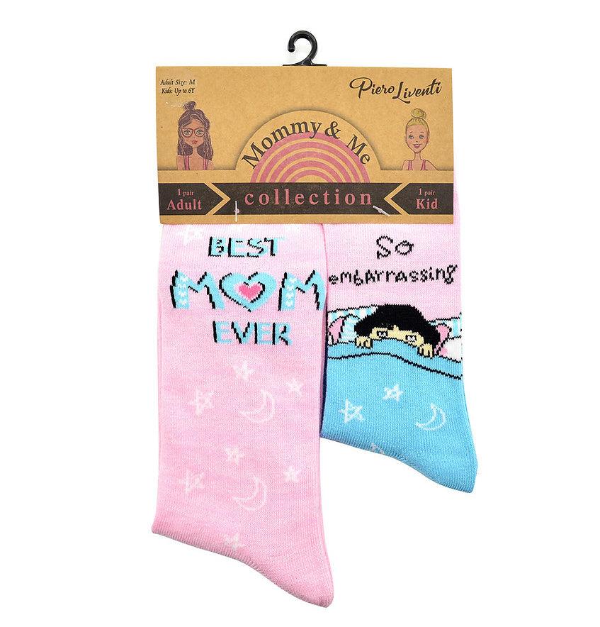 Mommy & Me, Embarrassing Best Mom Ever, 2-Pair Socks - TheToysRoom