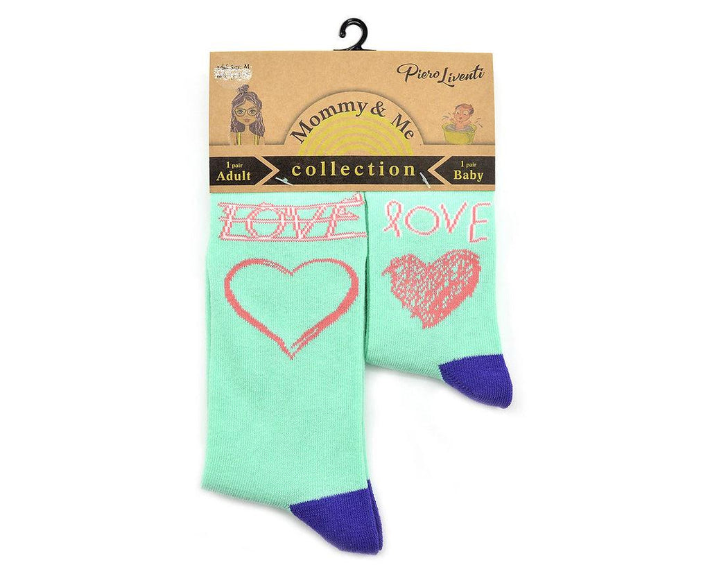 Mommy & Me, Learning to Write Love, 2-Pair Socks - TheToysRoom