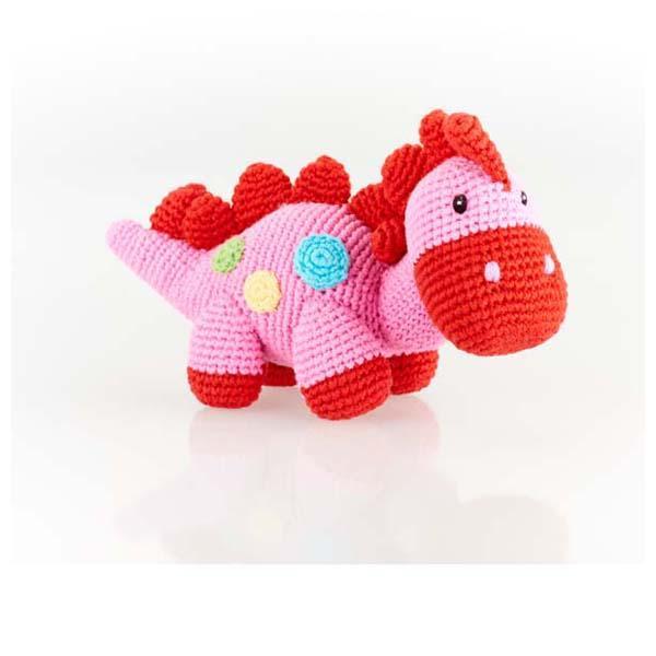 Pebble Dino Rattle - Steggy Pink - TheToysRoom