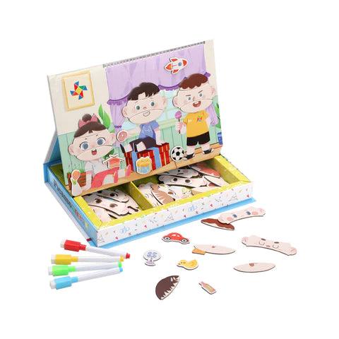 Picassotiles 108pcs Reusable Magnetic Face Sticker Puzzle Book Drawing Board PTD08 - TheToysRoom