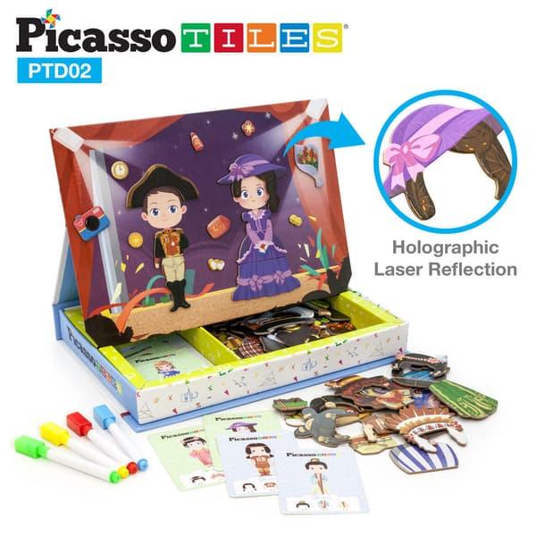 PicassoTiles 115 Piece Magnetic Face-Board Dress Up Puzzle Book Kids Toy Set PTD02 - TheToysRoom