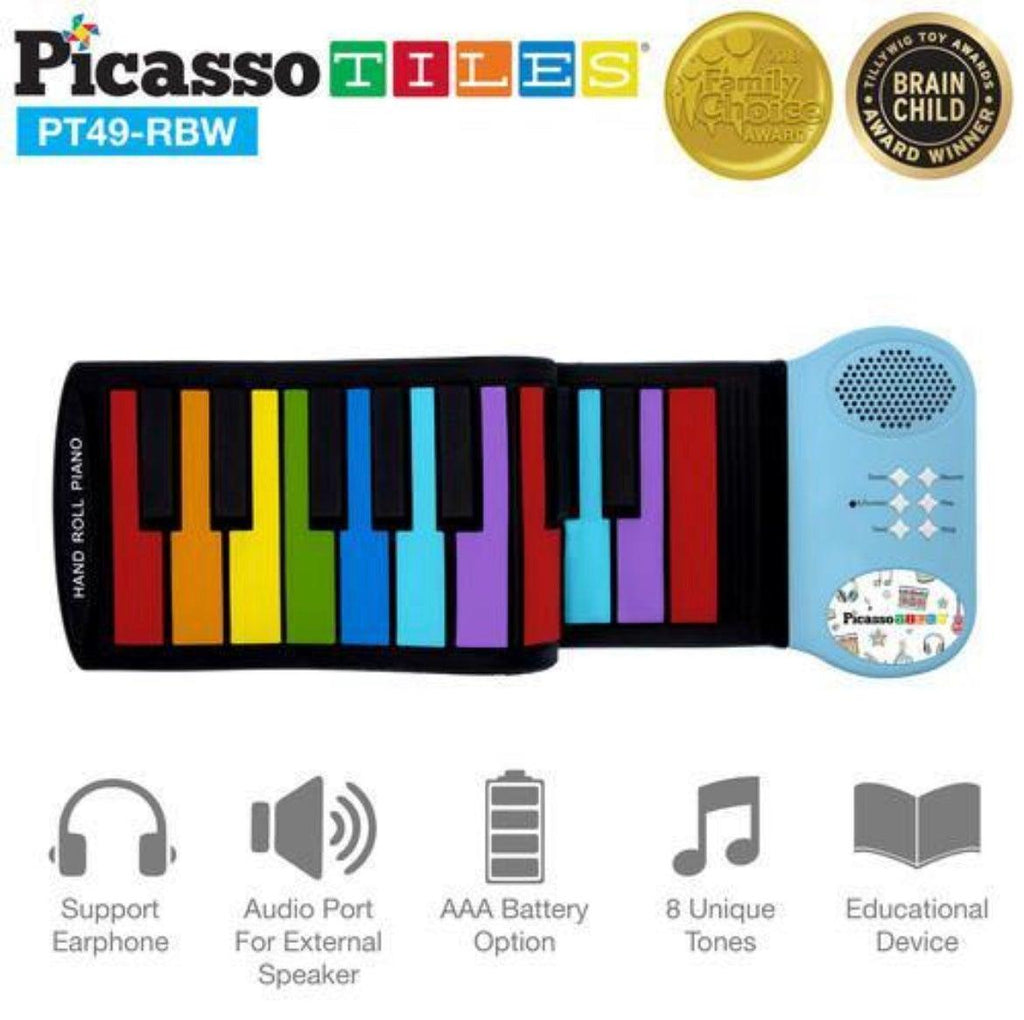 PicassoTiles 49-Key Roll Up Kids Piano w/Speaker - TheToysRoom