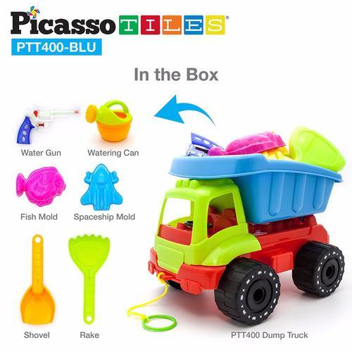 PicassoTiles 8 Piece Beach Toy Set PTT400-BLU - TheToysRoom