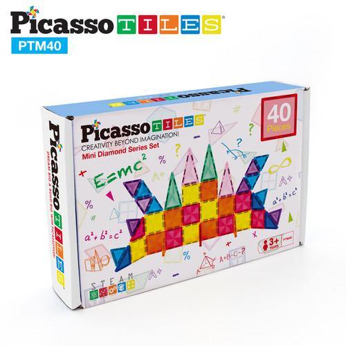 PicassoTiles Mini Diamond Magnetic Building Blocks PTM40 - 40 Piece Set - TheToysRoom