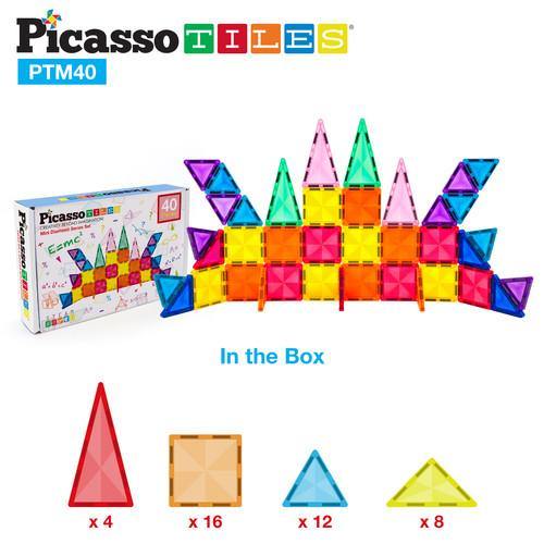 PicassoTiles Mini Diamond Magnetic Building Blocks PTM40 - 40 Piece Set - TheToysRoom