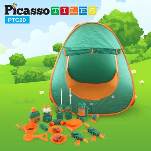 PicassoTiles Pretend Play Camping Set for Kids PTC20 - 20 Piece Set - TheToysRoom