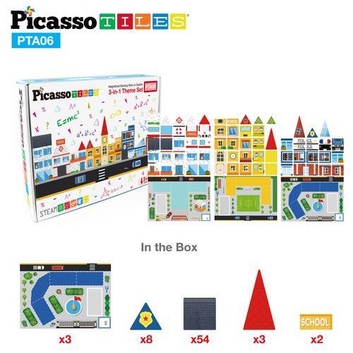 PicassoTiles® 80pc School, Hospital, and Police Station Theme Set PTA06 (No Tiles) - TheToysRoom