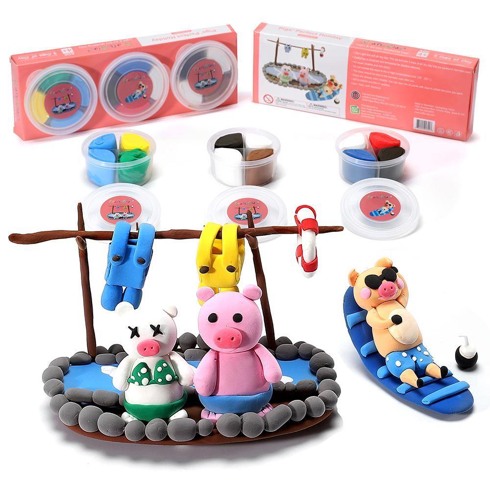 Pigs' Perfect Holiday 12 Color Premium Quality Air Dry Modeling Clay Kit for Kids - TheToysRoom