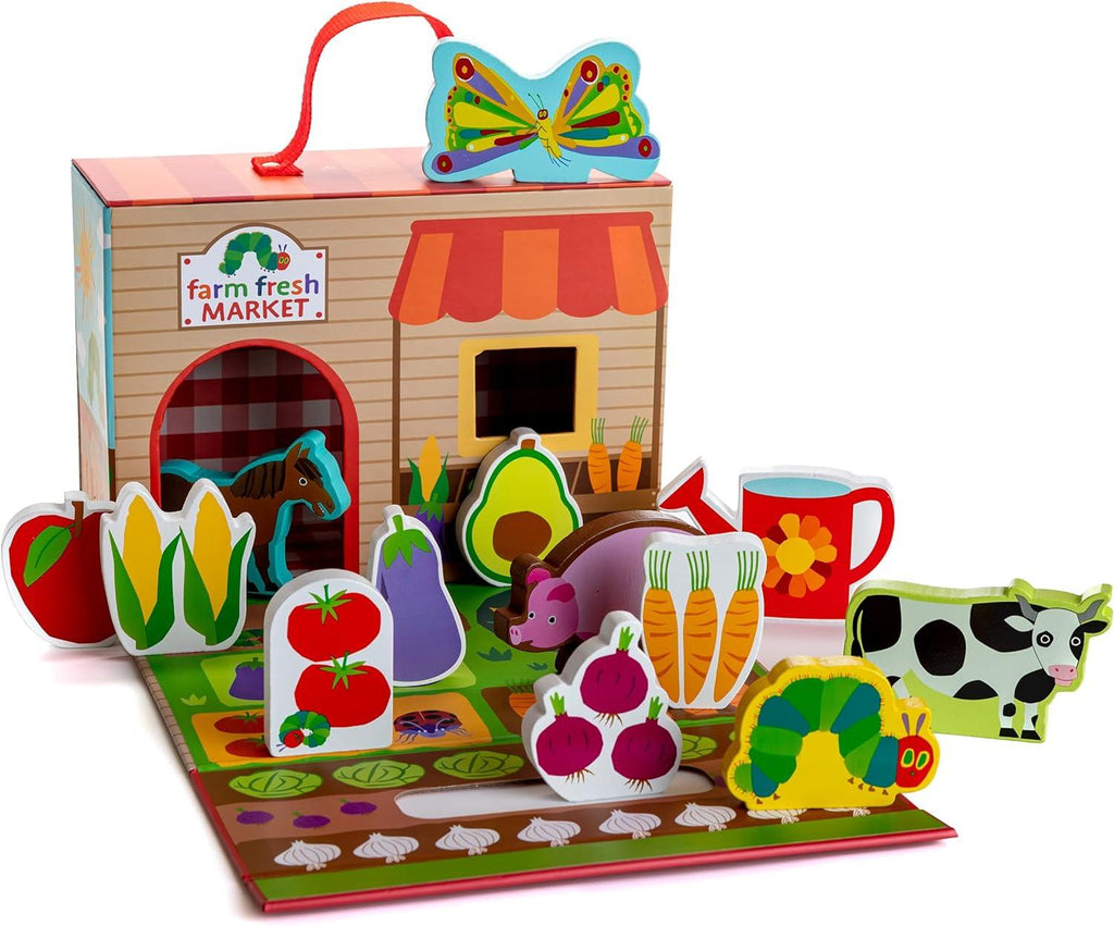 Wooden Playset with Carrying Case Farmers Market Play - TheToysRoom