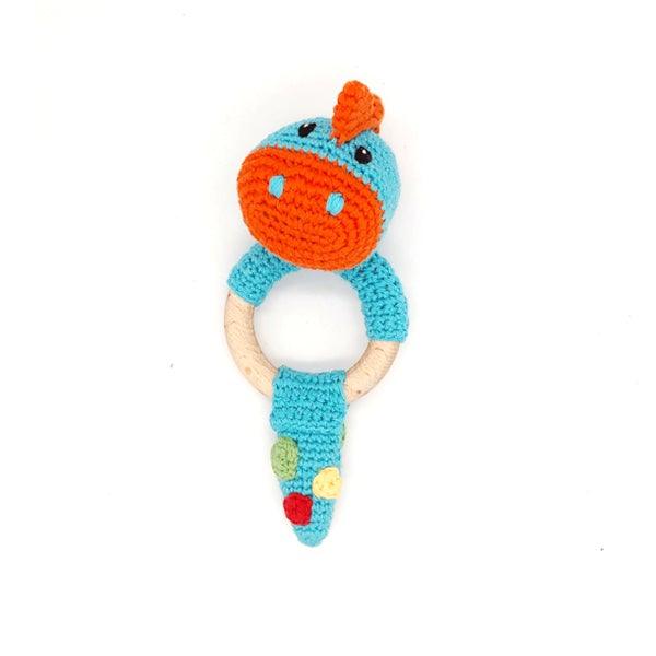 Wooden Teething Ring - Turquoise Dino - TheToysRoom